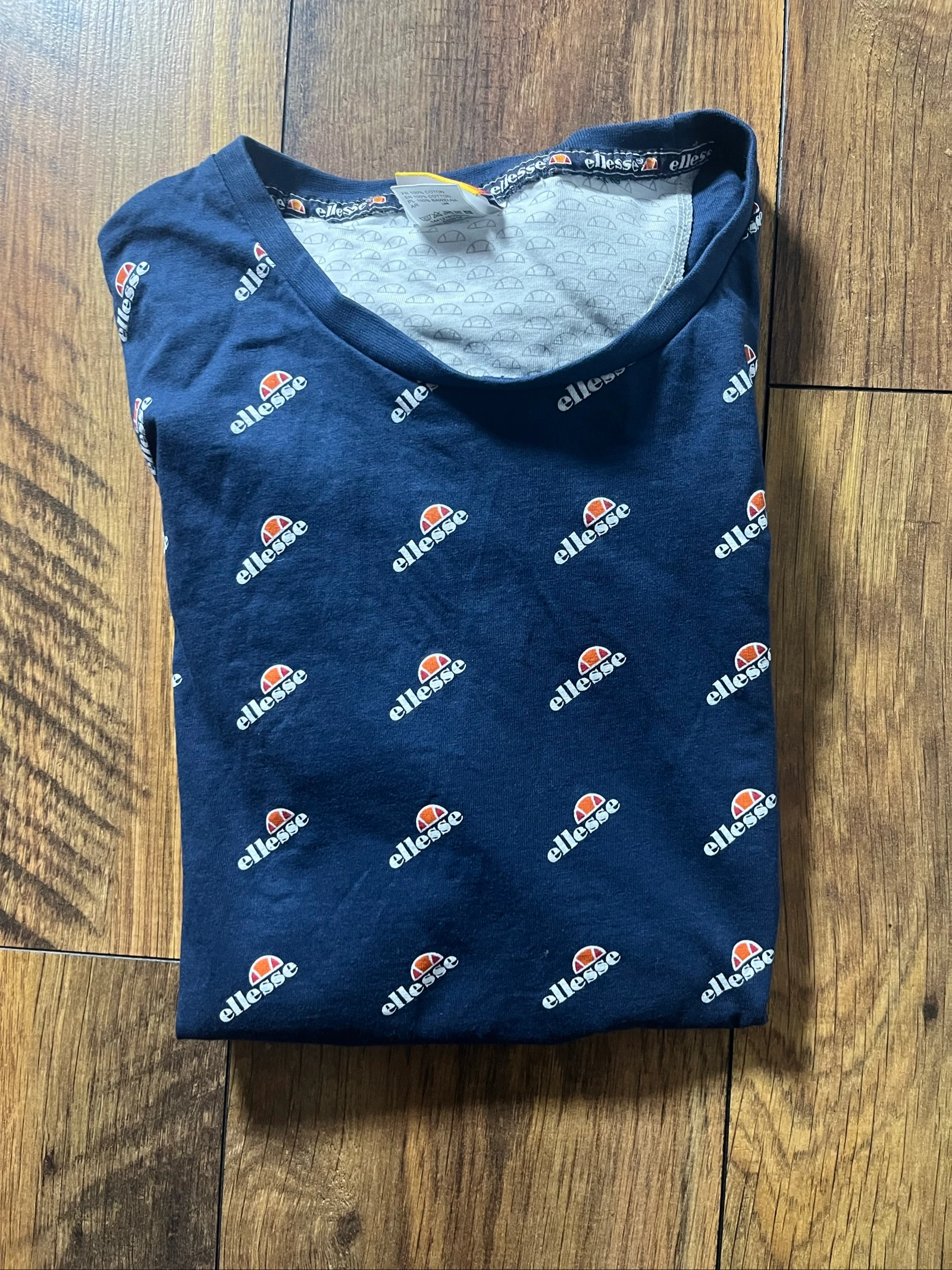 Trendy Streetwear Navy Blue All-Over Print T-Shirt - Ellesse - Size L - Very Good Condition – photo 7